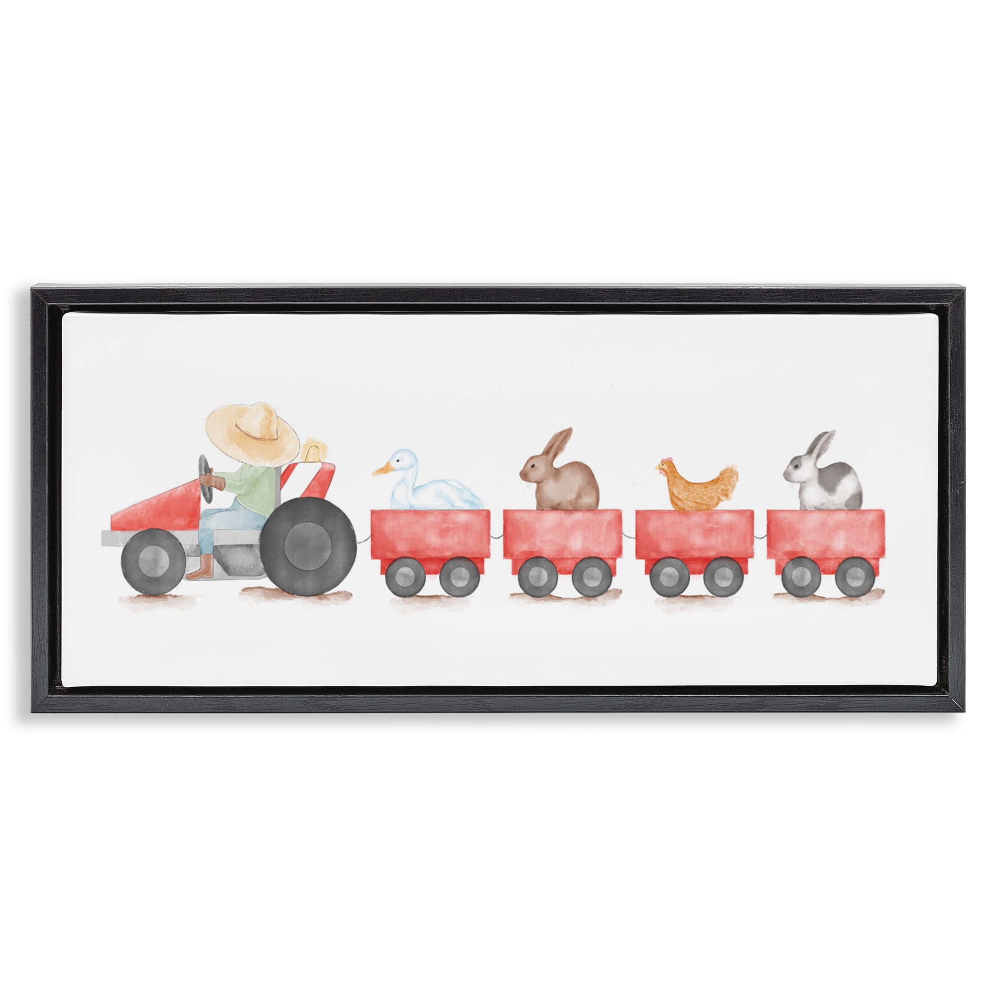 Stupell Industries Farm Animals Locomotive Animals & Insects Painting Black Floater Framed Art Print Wall Art, 25 x 11