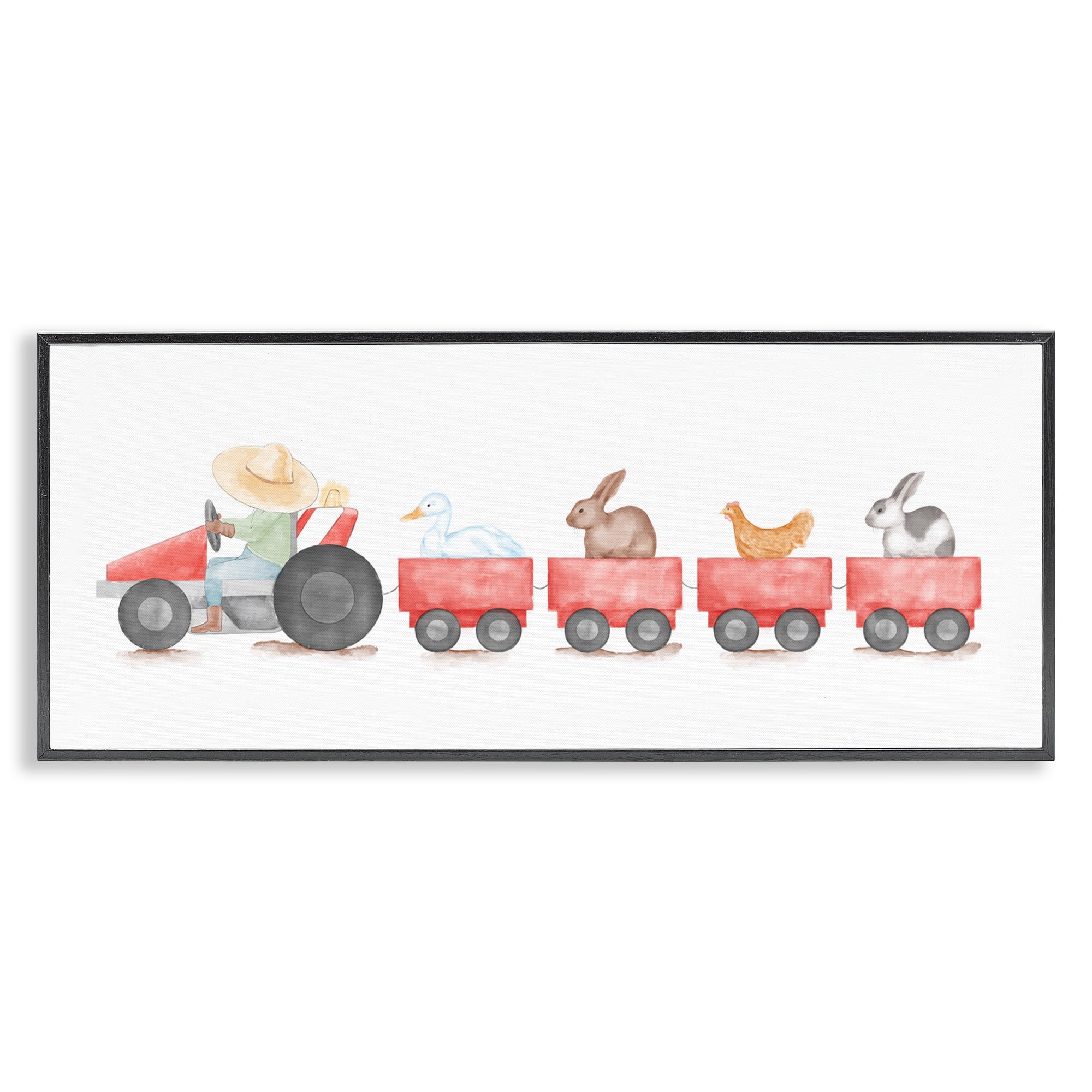 Stupell Industries Farm Animals Locomotive Animals & Insects Painting Black Framed Art Print Wall Art, 30 x 13