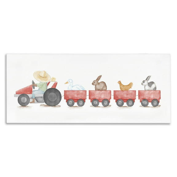 Stupell Industries Farm Animals Locomotive Animals & Insects Painting Gallery Wrapped Canvas Art Print Wall Art, 24 x 10