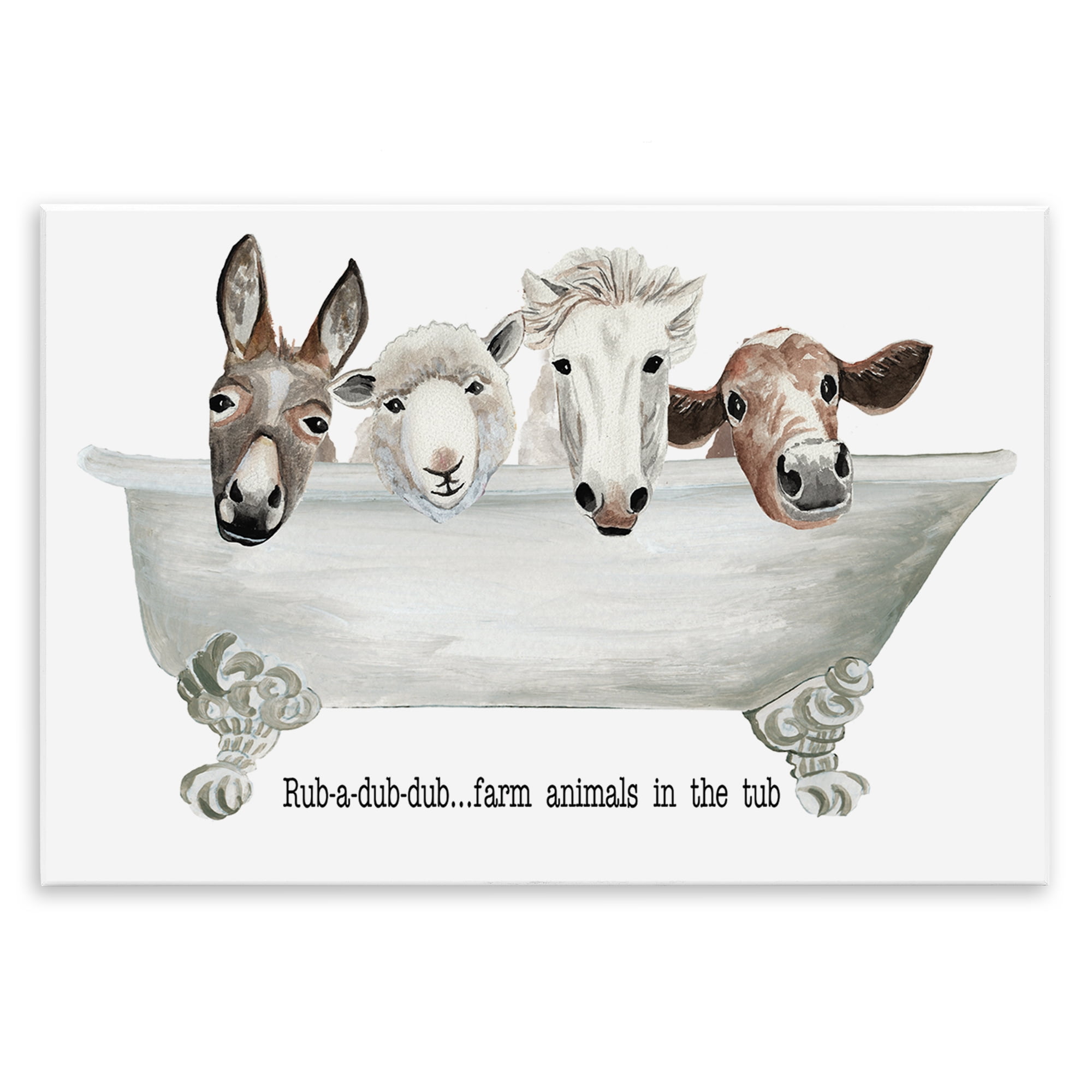 Stupell Industries Farm Animals Tub Bath & Laundry Painting Unframed Art Print Wall Art, 15 x 10
