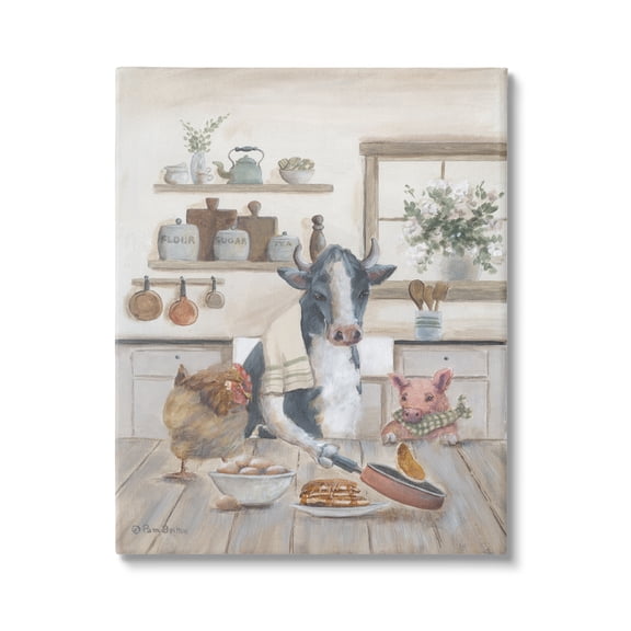 Stupell Industries Farm Animals in Kitchen Animals & Insects Painting Gallery Wrapped Canvas Print Wall Art, 36 x 48