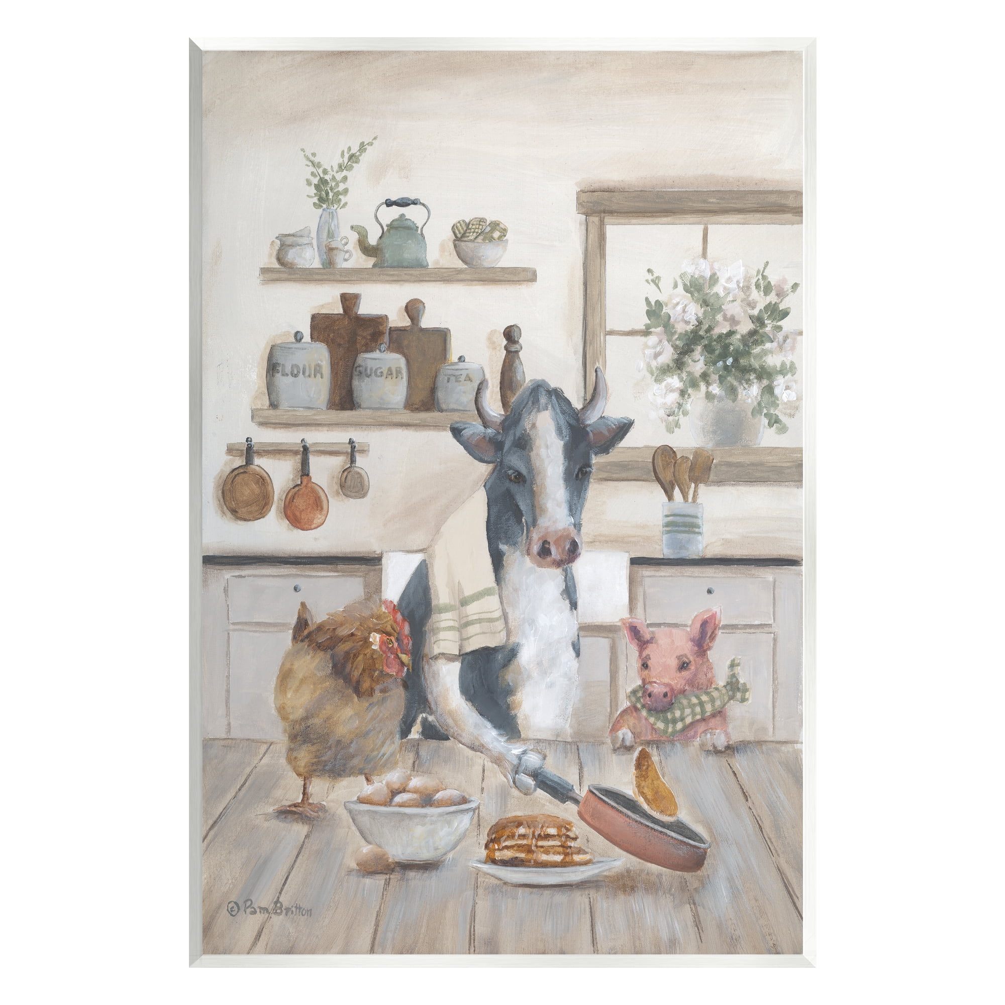 Stupell Industries Farm Animals in Kitchen Animals & Insects Painting Unframed Art Print Wall Art, 13 x 19