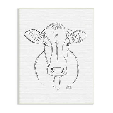 Stupell Industries Farm Cattle Cow Pencil Sketch Drawing Portrait Drawing Print Unframed Art Print Wall Art, Design by Valerie Wieners