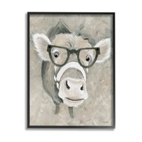 Stupell Industries Farm Cattle Glasses Spectacles Painting Black Framed Art Print Wall Art, Design by Cindy Jacobs