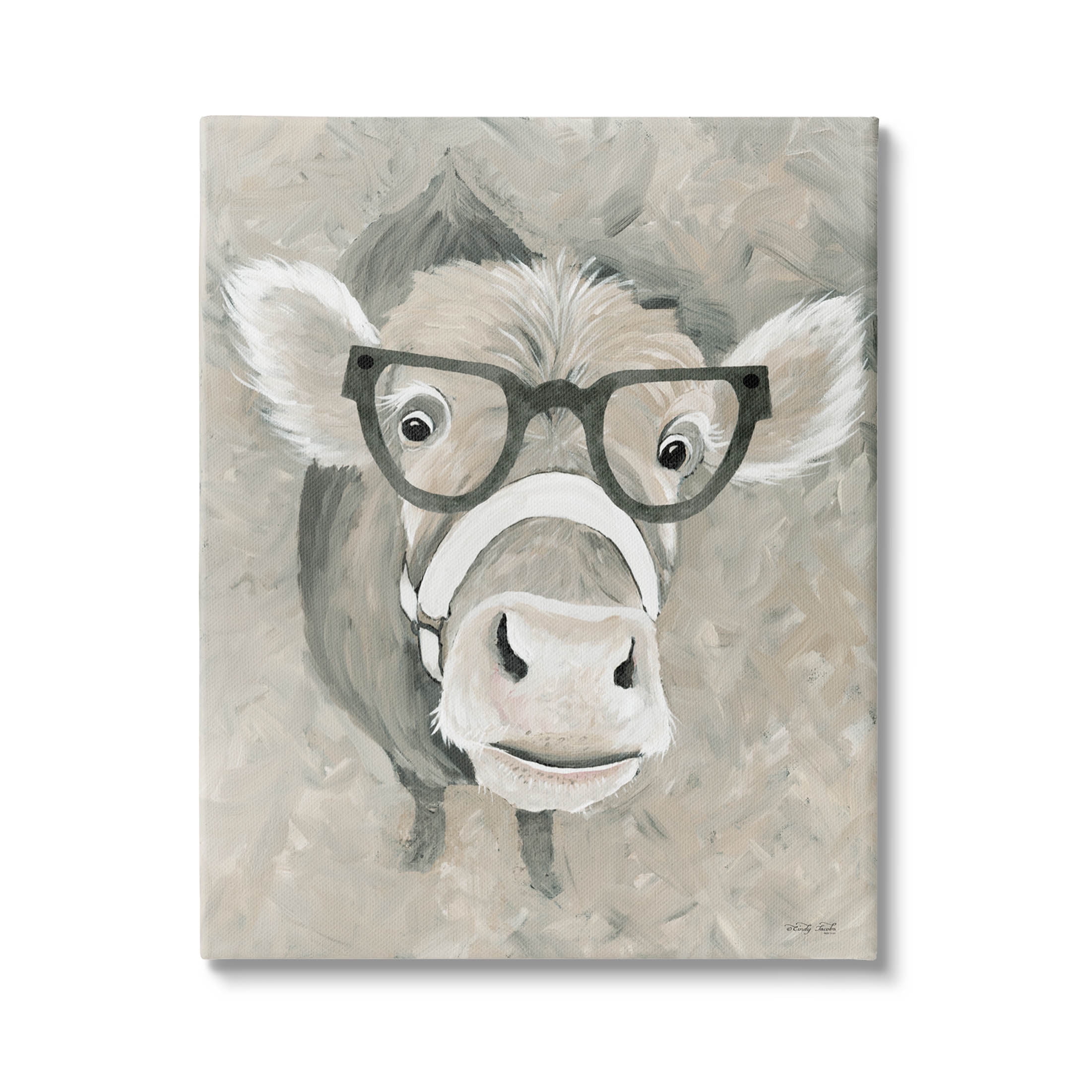 Stupell Industries Farm Cattle Glasses Spectacles Painting Gallery Wrapped Canvas Print Wall Art, Design by Cindy Jacobs