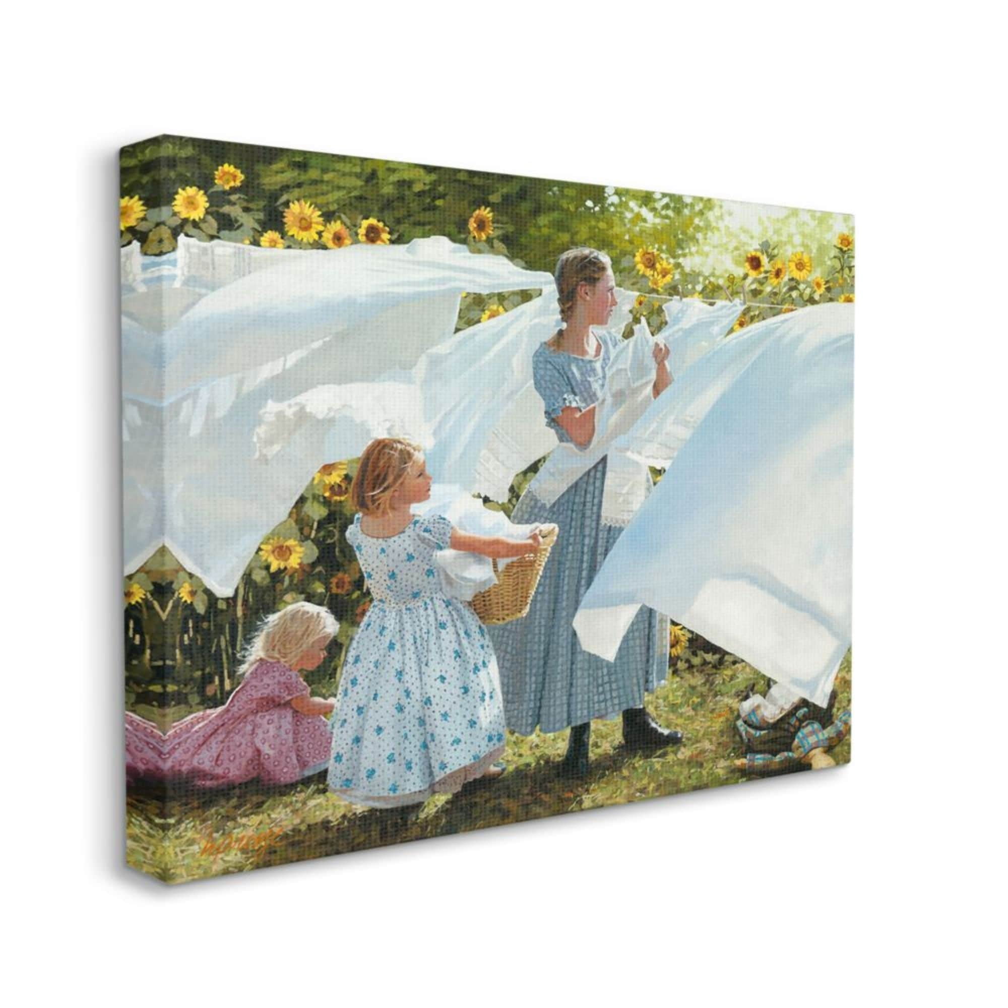Stupell Industries Farm Children Doing Laundry White Linens Design by Heide Presse, 24" x 30"