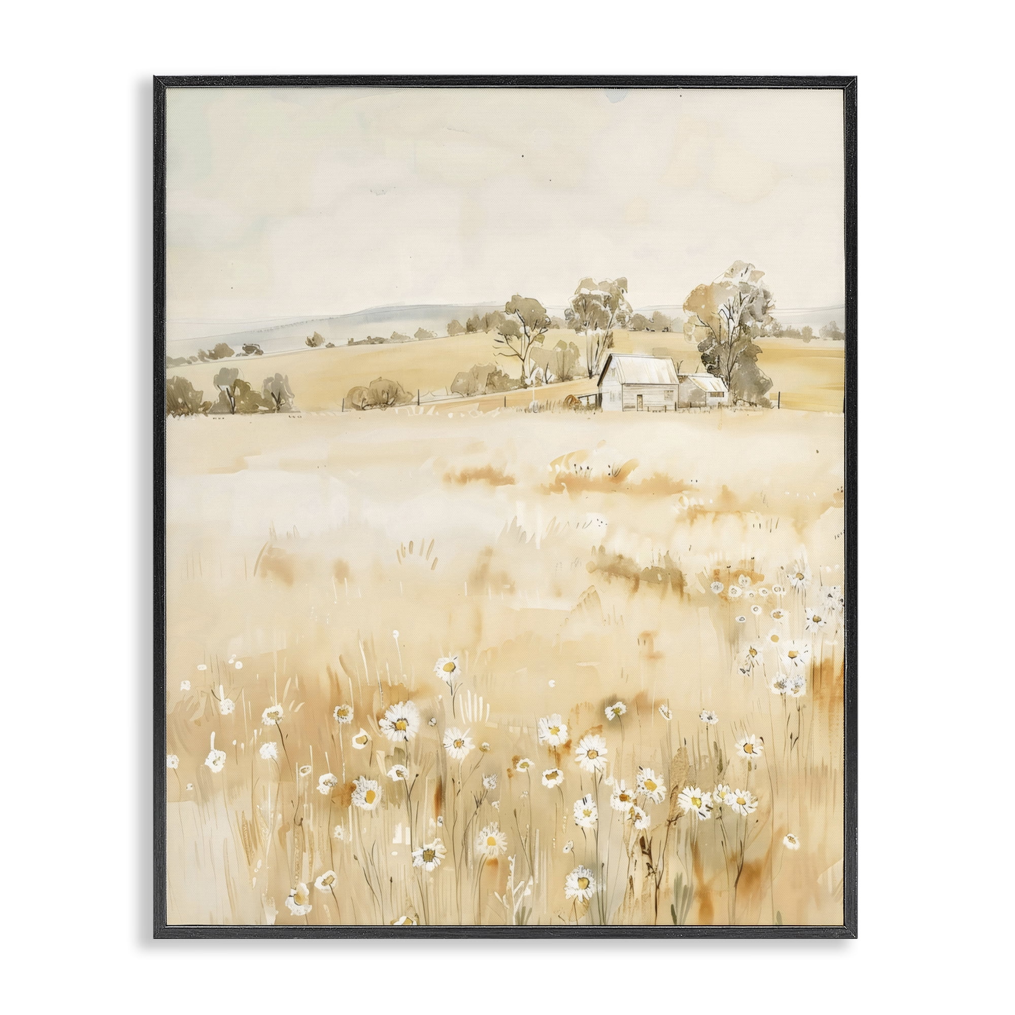 Stupell Industries Farm Country Meadow with Daisies Black Framed Giclee Art, design by Creative Studio