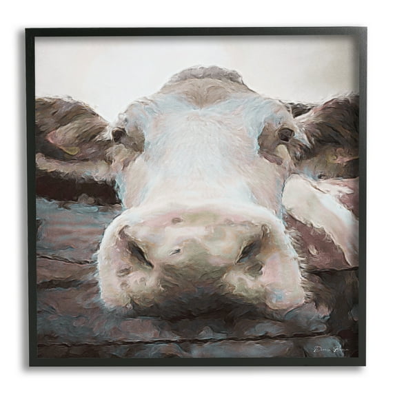 Stupell Industries Farm Cow Abstraction Animals & Insects Painting Black Framed Art Print Wall Art, 24 x 24