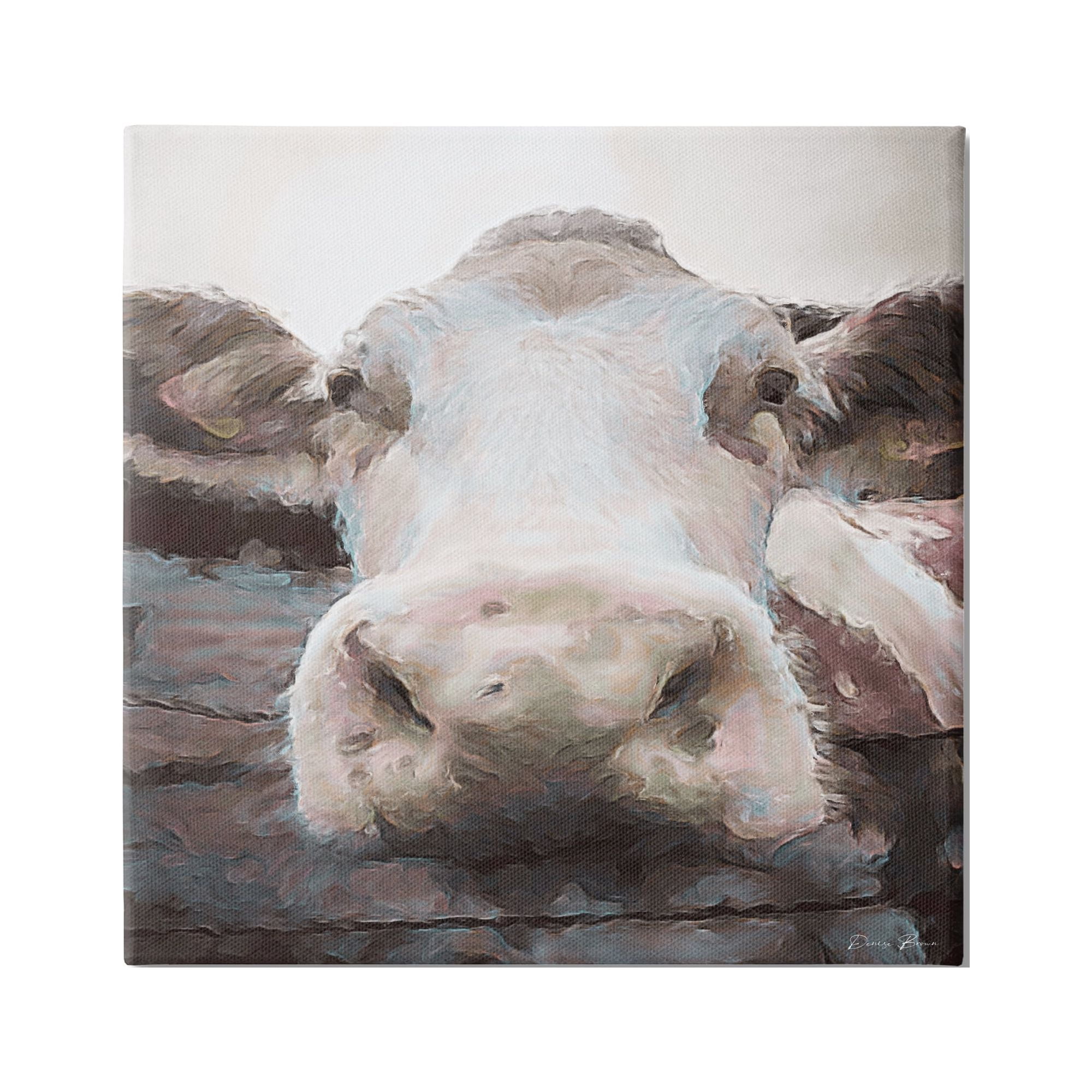 Stupell Industries Farm Cow Abstraction Animals & Insects Painting Gallery Wrapped Canvas Art Print Wall Art, 17 x 17