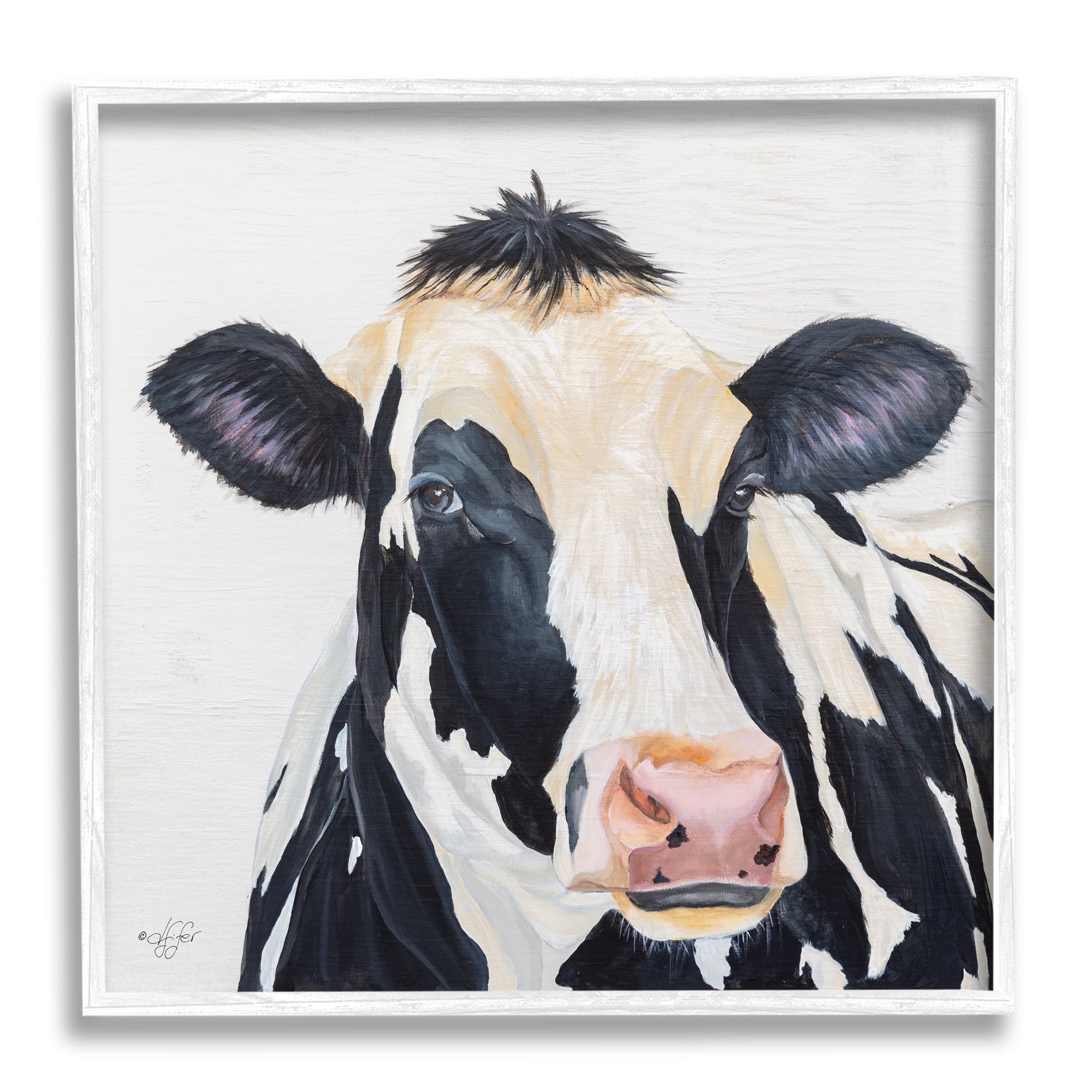 Stupell Industries Farm Cow Cattle Closeup Country Animal Portrait Framed Wall Art, 17 x 17, Design by Diane Fifer