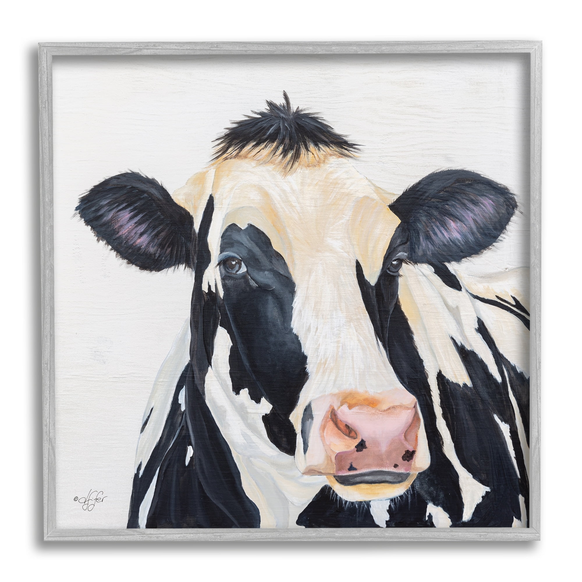Stupell Industries Farm Cow Cattle Closeup Country Animal Portrait Framed Wall Art, 24 x 24, Design by Diane Fifer