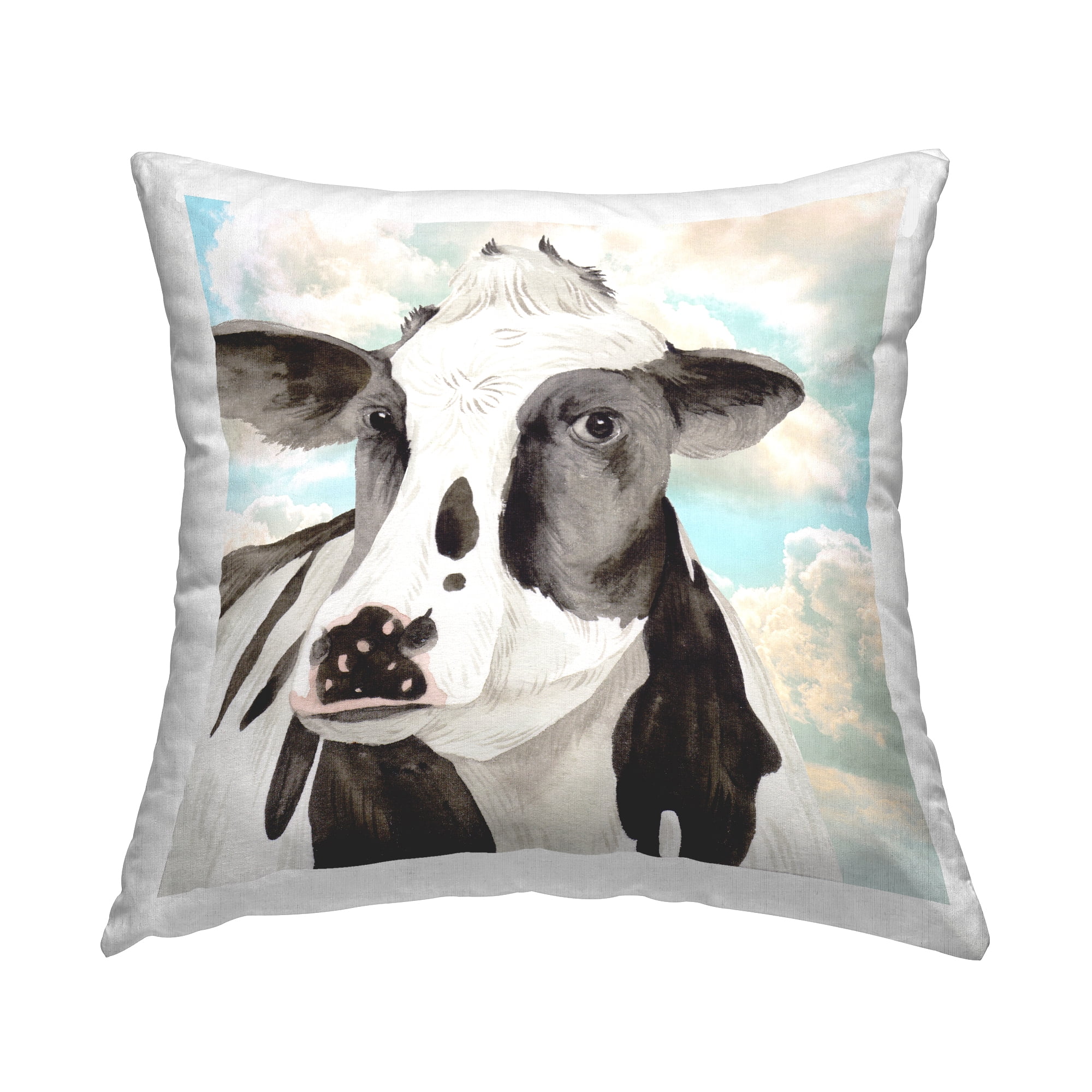 Stupell Industries Farm Cow & Cloudy Sky Square Decorative Printed Throw Pillow, 18 x 18