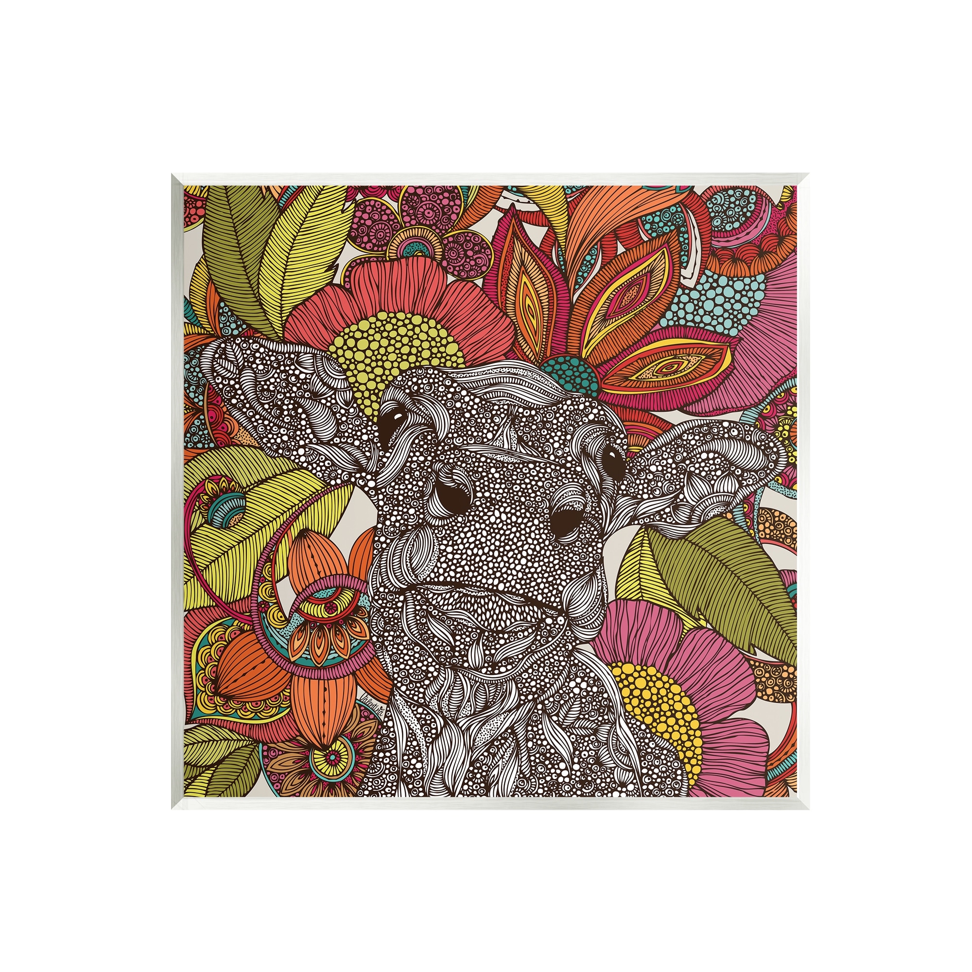 Stupell Industries Farm Cow Detailed Fractals Abstract Floral Blossoms Graphic Art Unframed Art Print Wall Art, Design by Valentina Harper