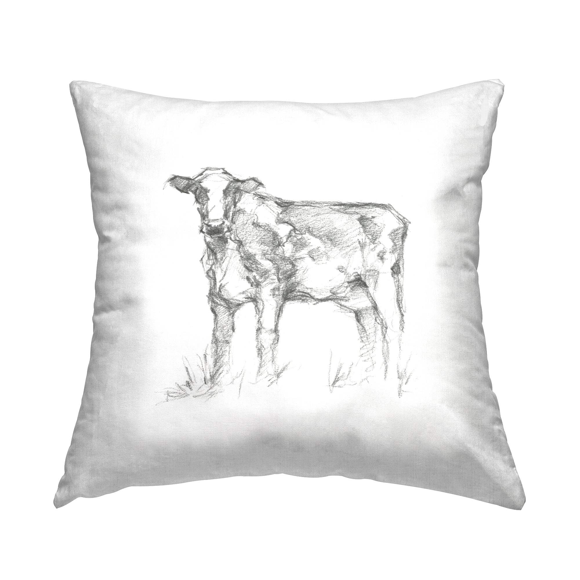 Stupell Industries Farm Cow Drawing Square Decorative Printed Throw Pillow, 18 x 18