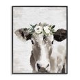 thumbnail image 1 of Stupell Industries Cottage Farm Cow With Flower Crown Distressed Country Pattern Black Framed Giclee Art, 11 x 14, by Lettered and Lined, 1 of 7
