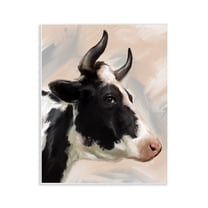 Stupell Industries Farm Cow with Horns Animals Painting Unframed Art Print Wall Art, 11 x 14