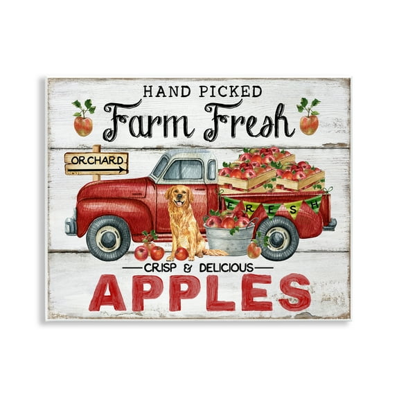 Stupell Industries Farm Fresh Apples Truck Transportation Painting Unframed Art Print Wall Art, 14 x 11
