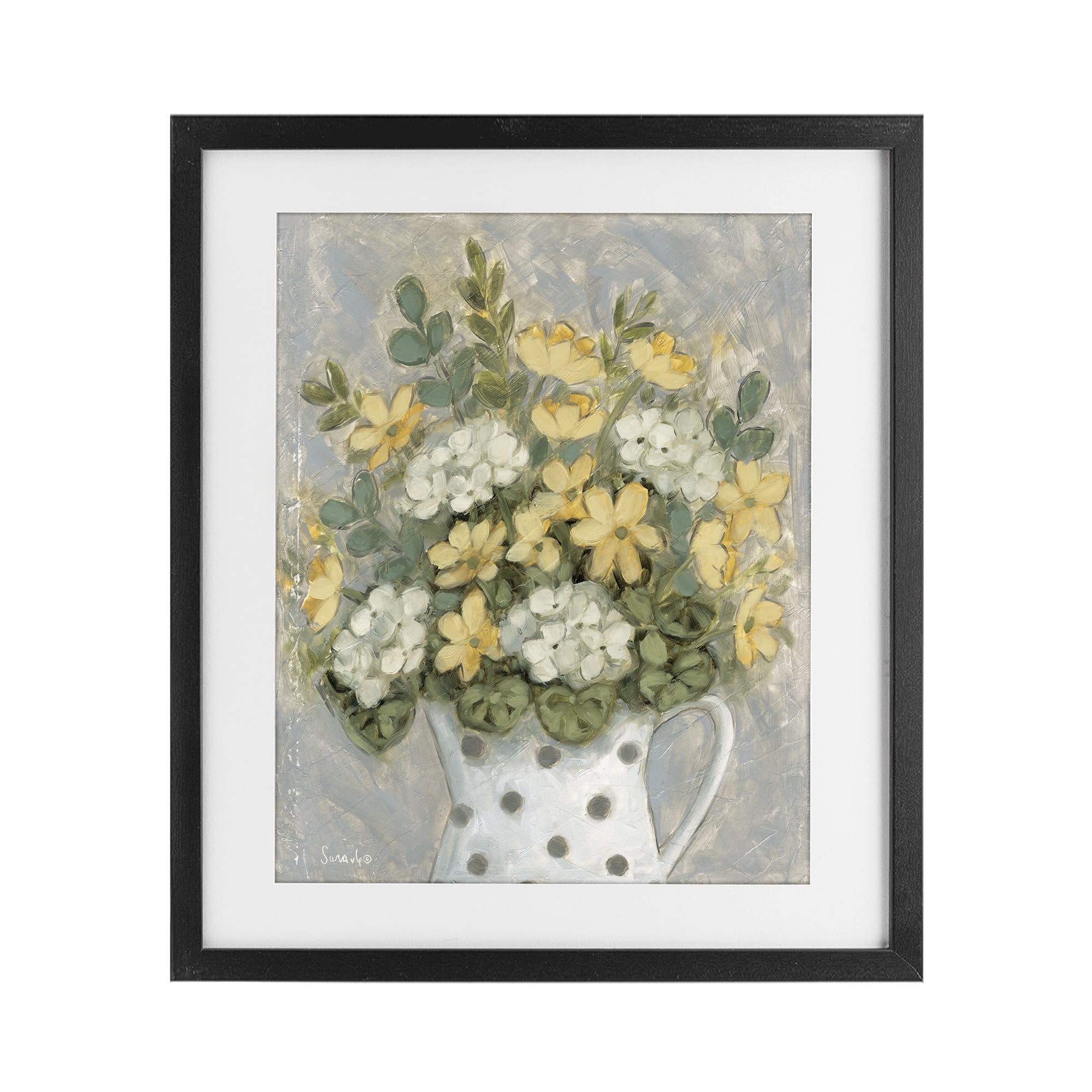 Stupell Industries Farm Fresh Bouquet Dotted Vase Black Framed Print Under Glass, design by Sara G. Designs