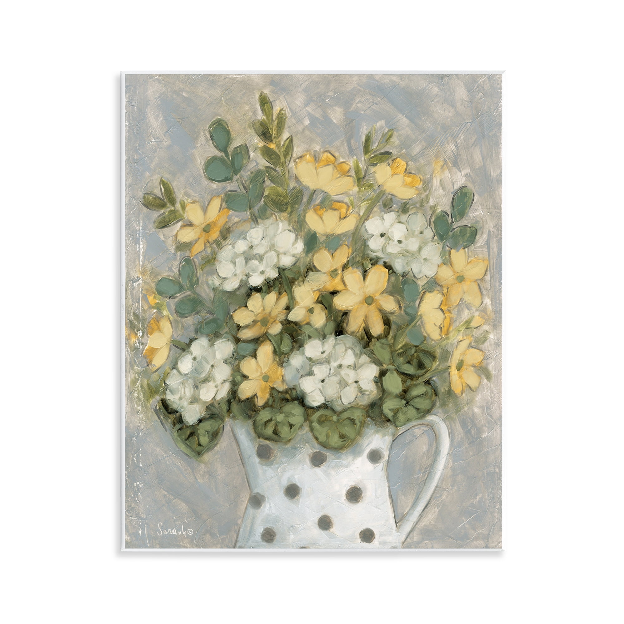 Stupell Industries Farm Fresh Bouquet Dotted Vase Wall Plaque Art, design by Sara G. Designs