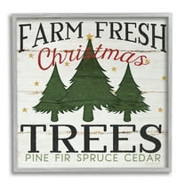 Stupell Industries Farm Fresh Christmas Trees Graphic Art Gray Framed Art Print Wall Art, 12x12, by Jennifer Pugh