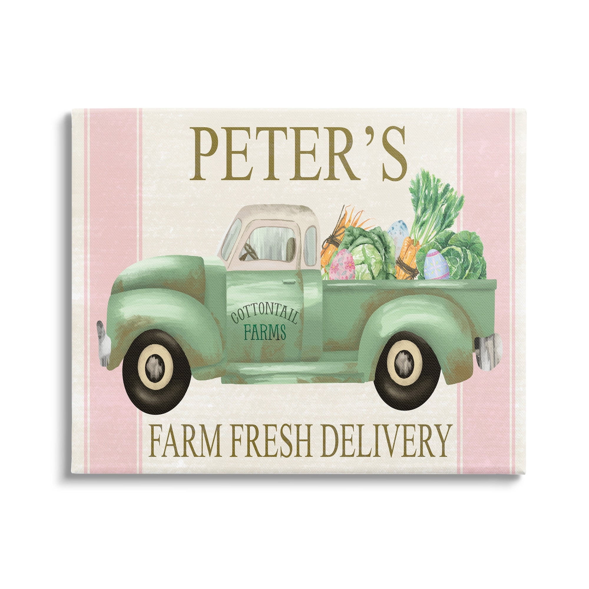Stupell Industries Farm Fresh Delivery Sign Rustic Countryside Vegetables Farmhouse Painting Gallery-Wrapped Canvas Print Wall Art, 20 x 16, Design by ND Art