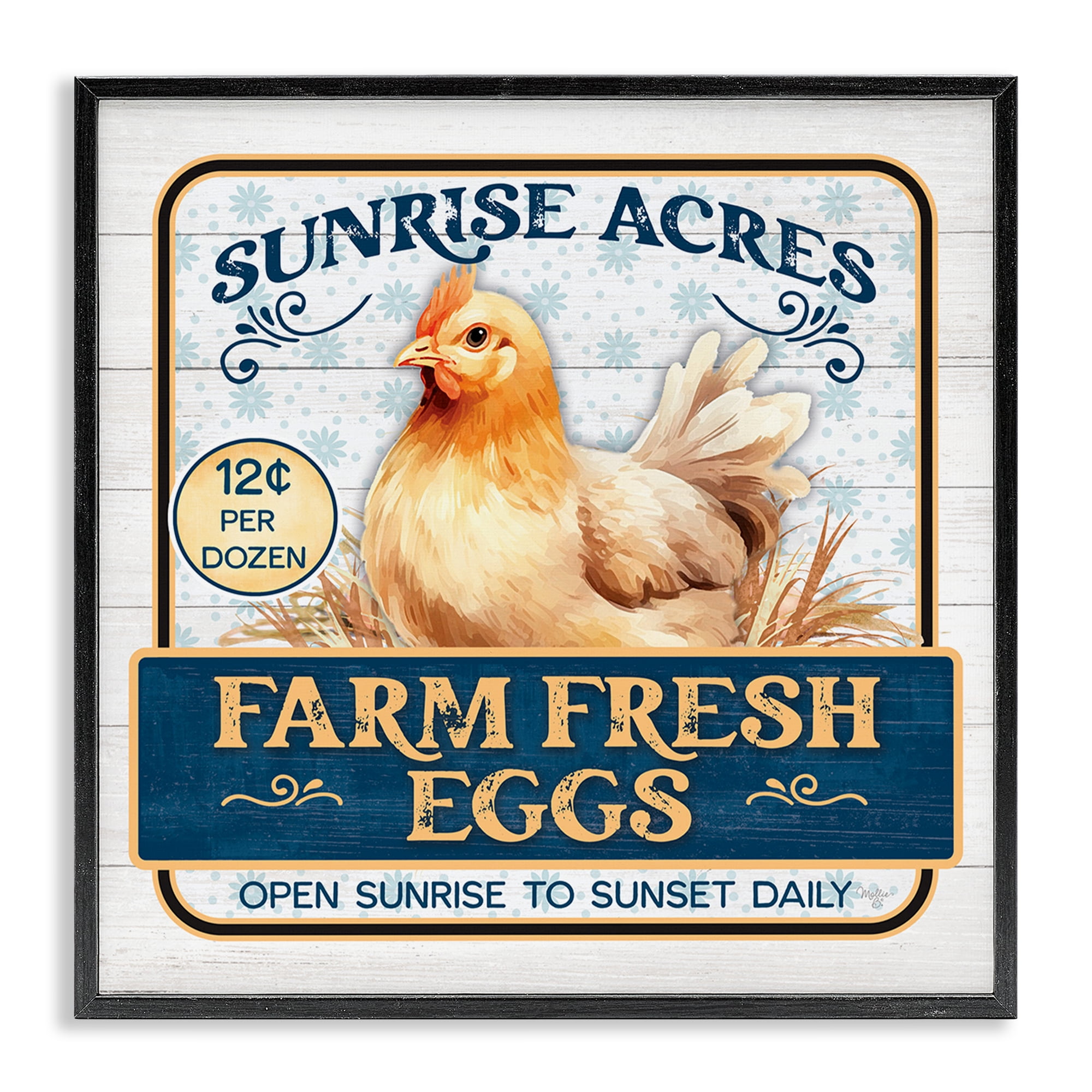 Stupell Industries Farm Fresh Eggs Animals & Insects Painting Black Framed Art Print Wall Art, 24 x 24