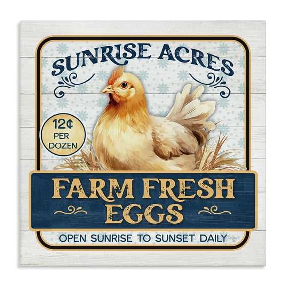 Stupell Industries Farm Fresh Eggs Animals & Insects Painting Gallery Wrapped Canvas Art Print Wall Art, 17 x 17
