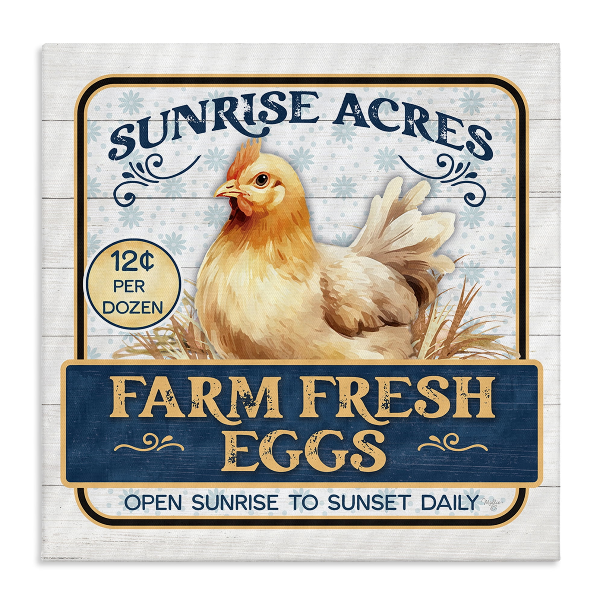 Stupell Industries Farm Fresh Eggs Animals & Insects Painting Gallery Wrapped Canvas Art Print Wall Art, 24 x 24