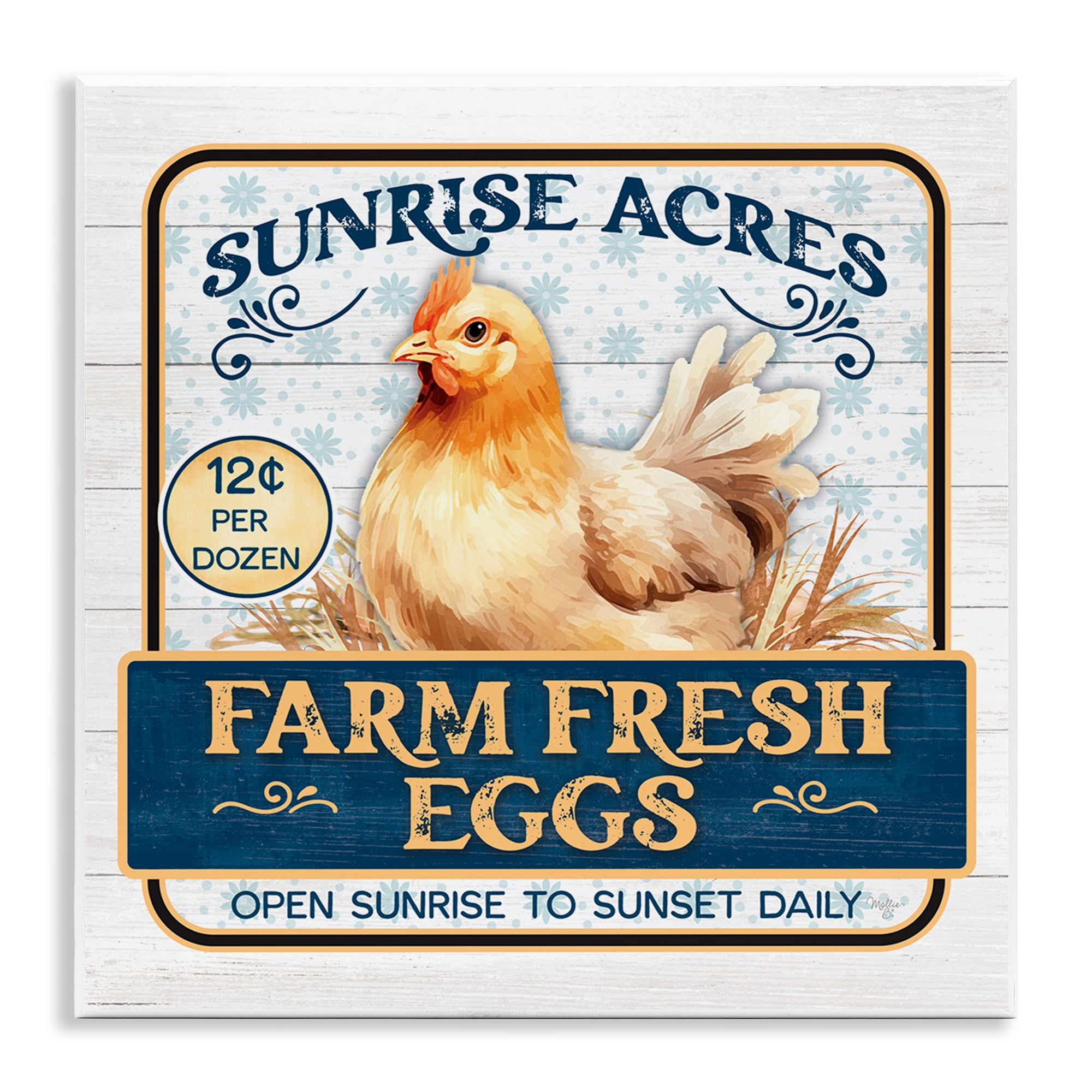 Stupell Industries Farm Fresh Eggs Animals & Insects Painting Unframed Art Print Wall Art, 12 x 12