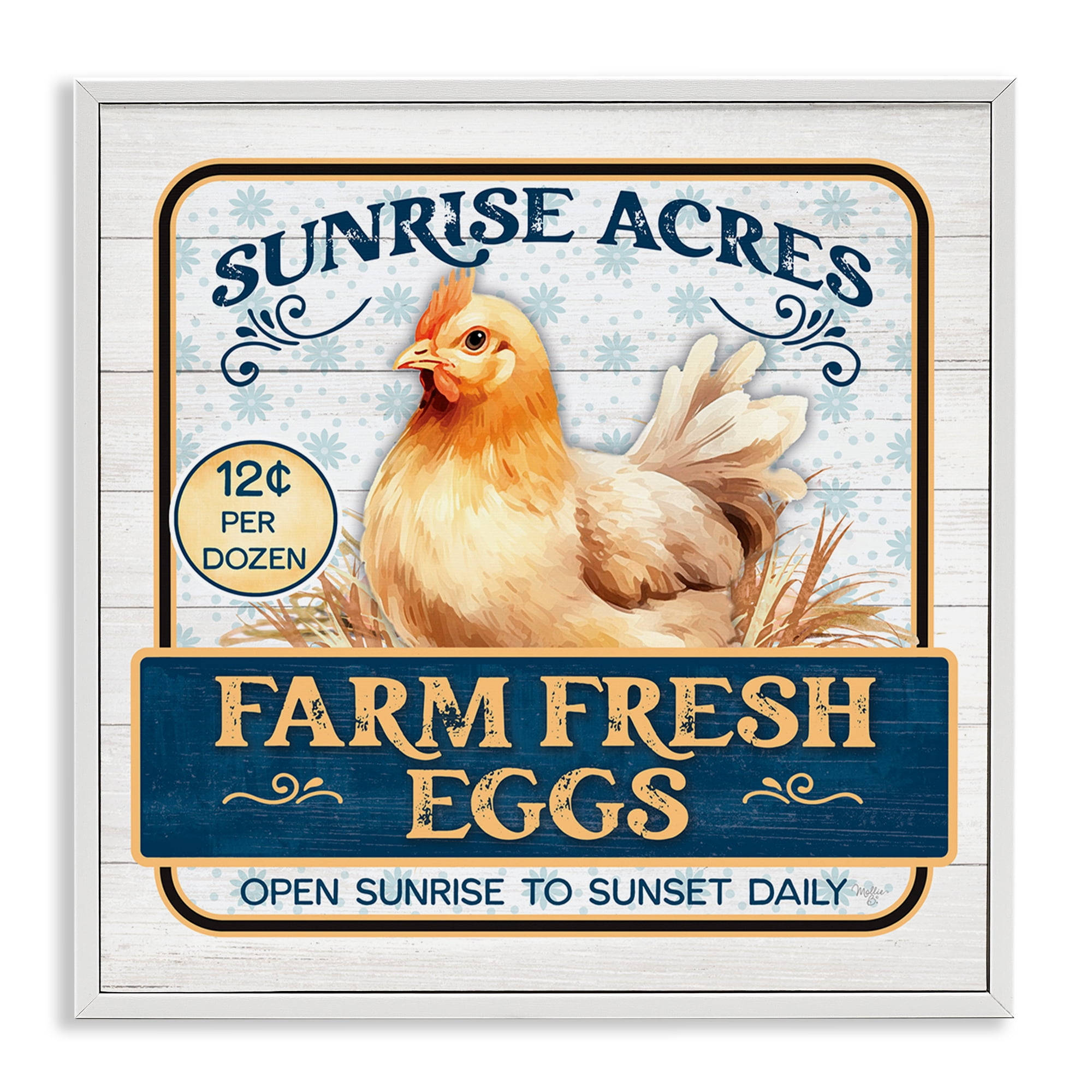 Stupell Industries Farm Fresh Eggs Animals & Insects Painting White Framed Art Print Wall Art, 24 x 24