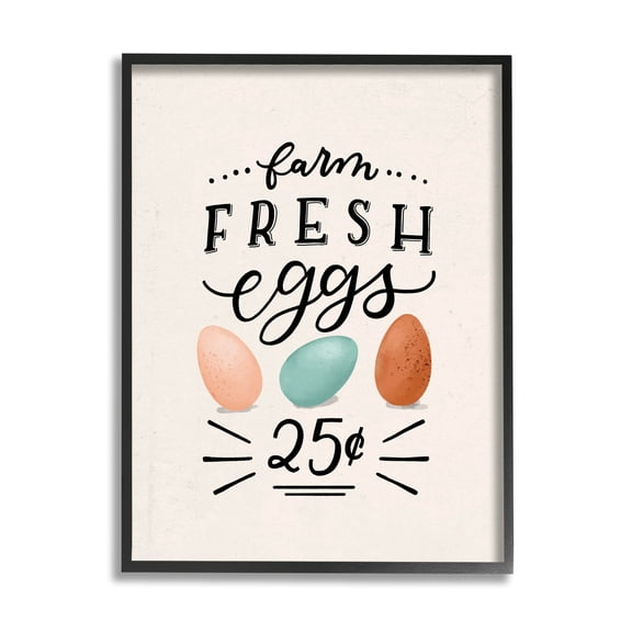 Stupell Industries Farm Fresh Eggs Sign Graphic Art Black Framed Art Print Wall Art, Design by Loni Harris
