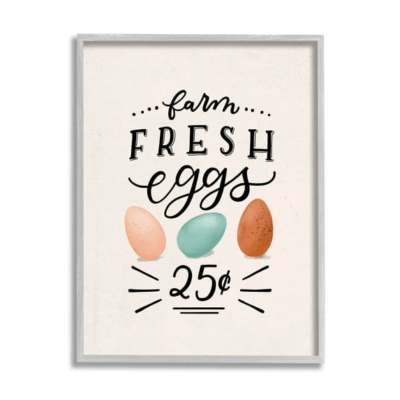Stupell Industries Farm Fresh Eggs Sign Graphic Art Gray Framed Art Print Wall Art, Design by Loni Harris