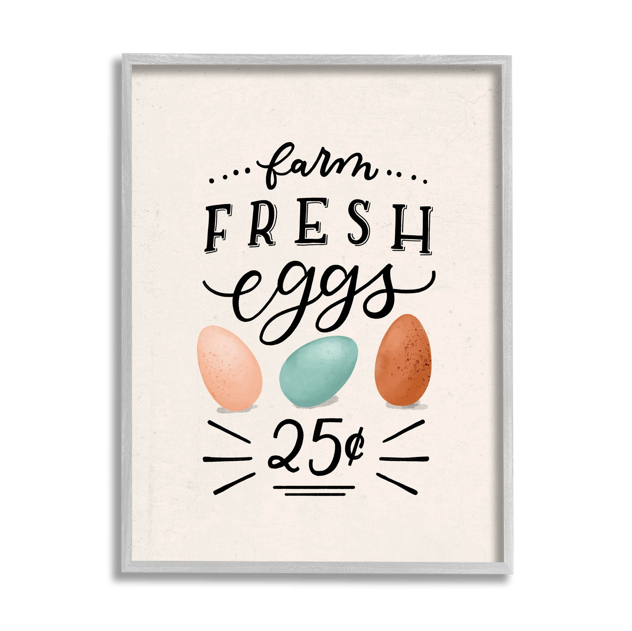 Stupell Industries Farm Fresh Eggs Sign Graphic Art Gray Framed Art Print Wall Art, Design by Loni Harris