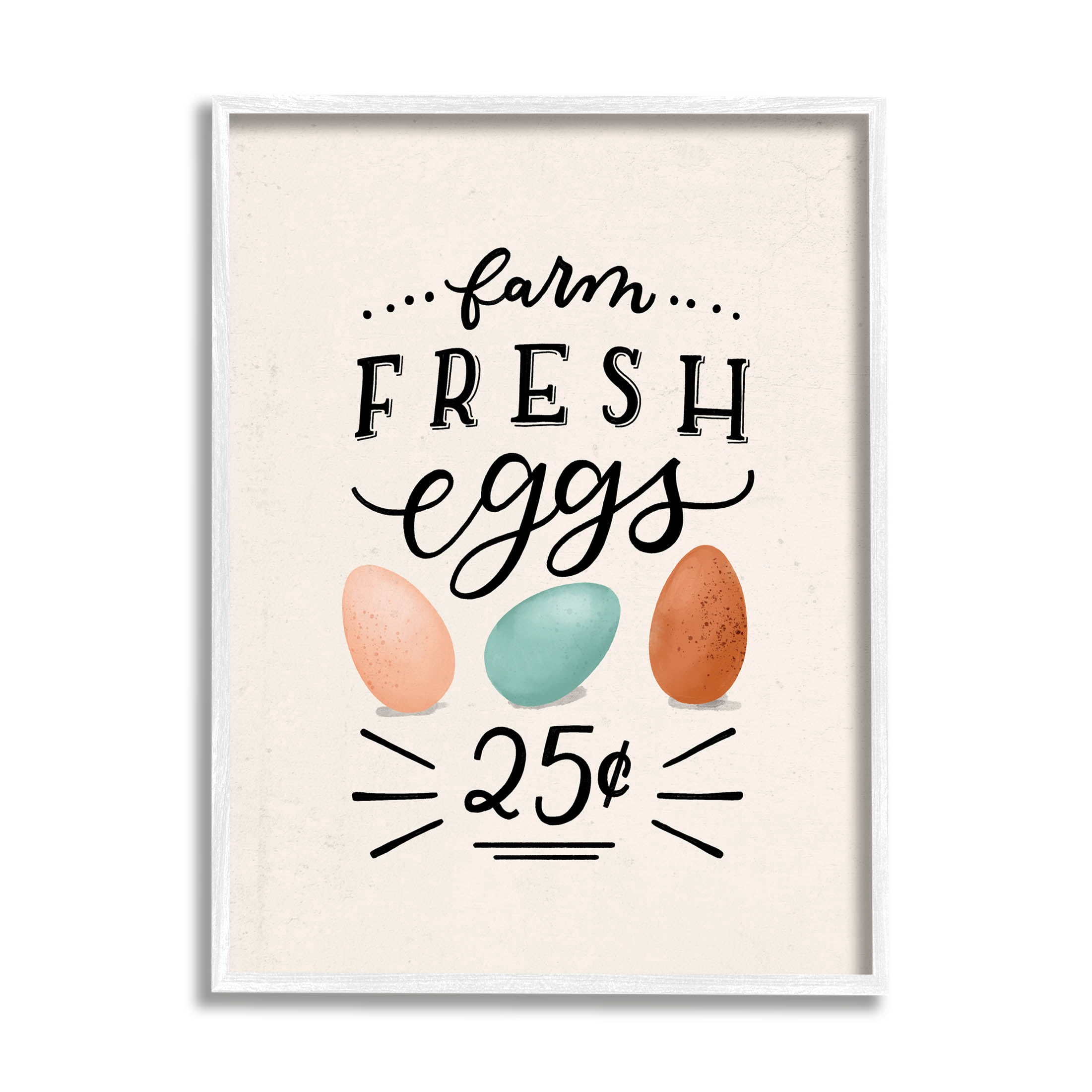 Stupell Industries Farm Fresh Eggs Sign Graphic Art White Framed Art Print Wall Art, Design by Loni Harris