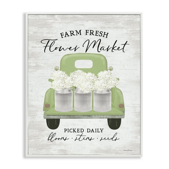 Farm Fresh Flower Market White Hydrangeas Milk Tin White Framed Giclee Art, 24 x 30, Made In USA