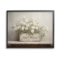 Stupell Industries Farm Fresh Flower Planter Botanical & Floral Painting Black Framed Art Print Wall Art, 14 x 11