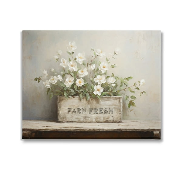 Stupell Industries Farm Fresh Flower Planter Botanical & Floral Painting Gallery Wrapped Canvas Art Print Wall Art, 30 x 24