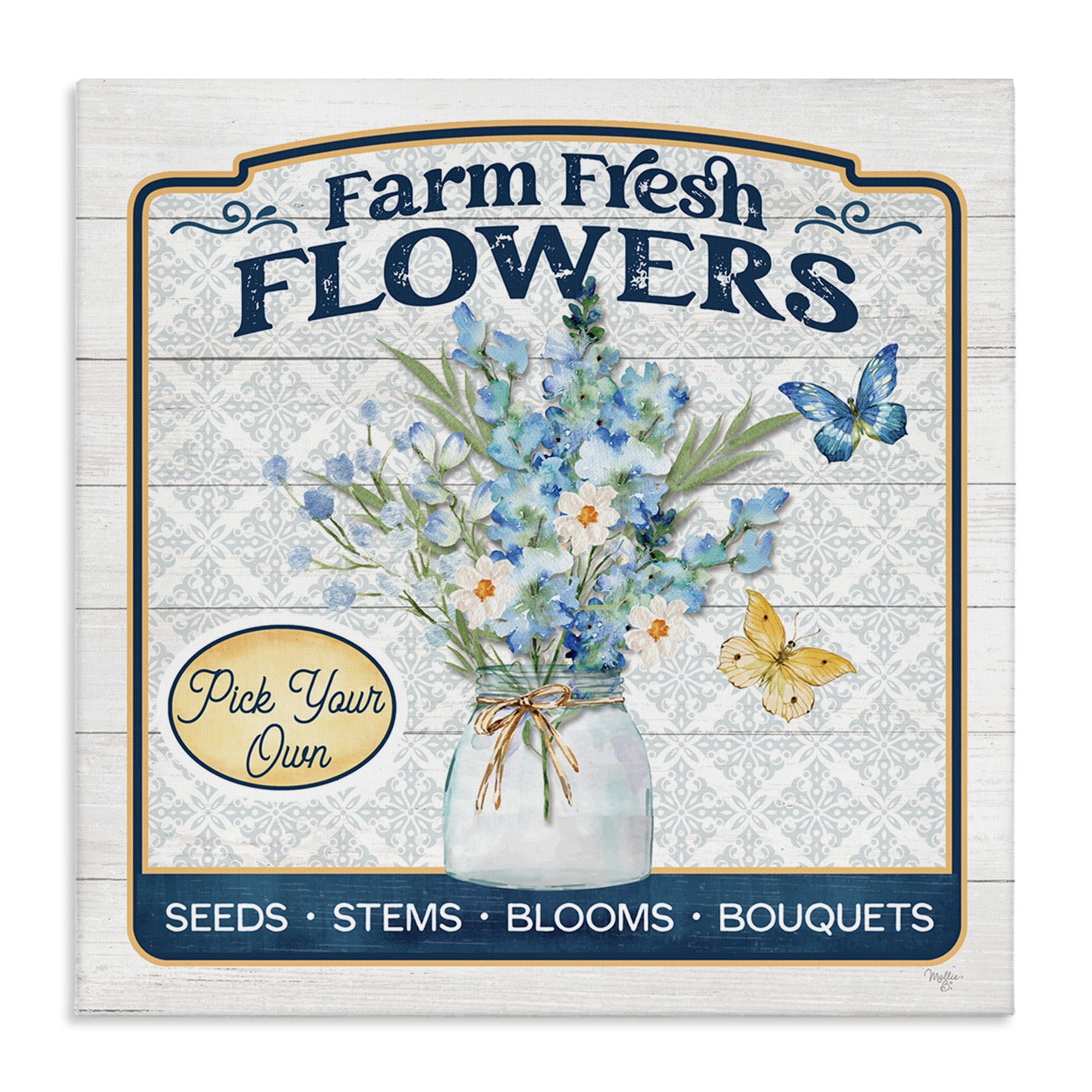 Stupell Industries Farm Fresh Flowers Botanical & Floral Painting Gallery Wrapped Canvas Art Print Wall Art, 30 x 30
