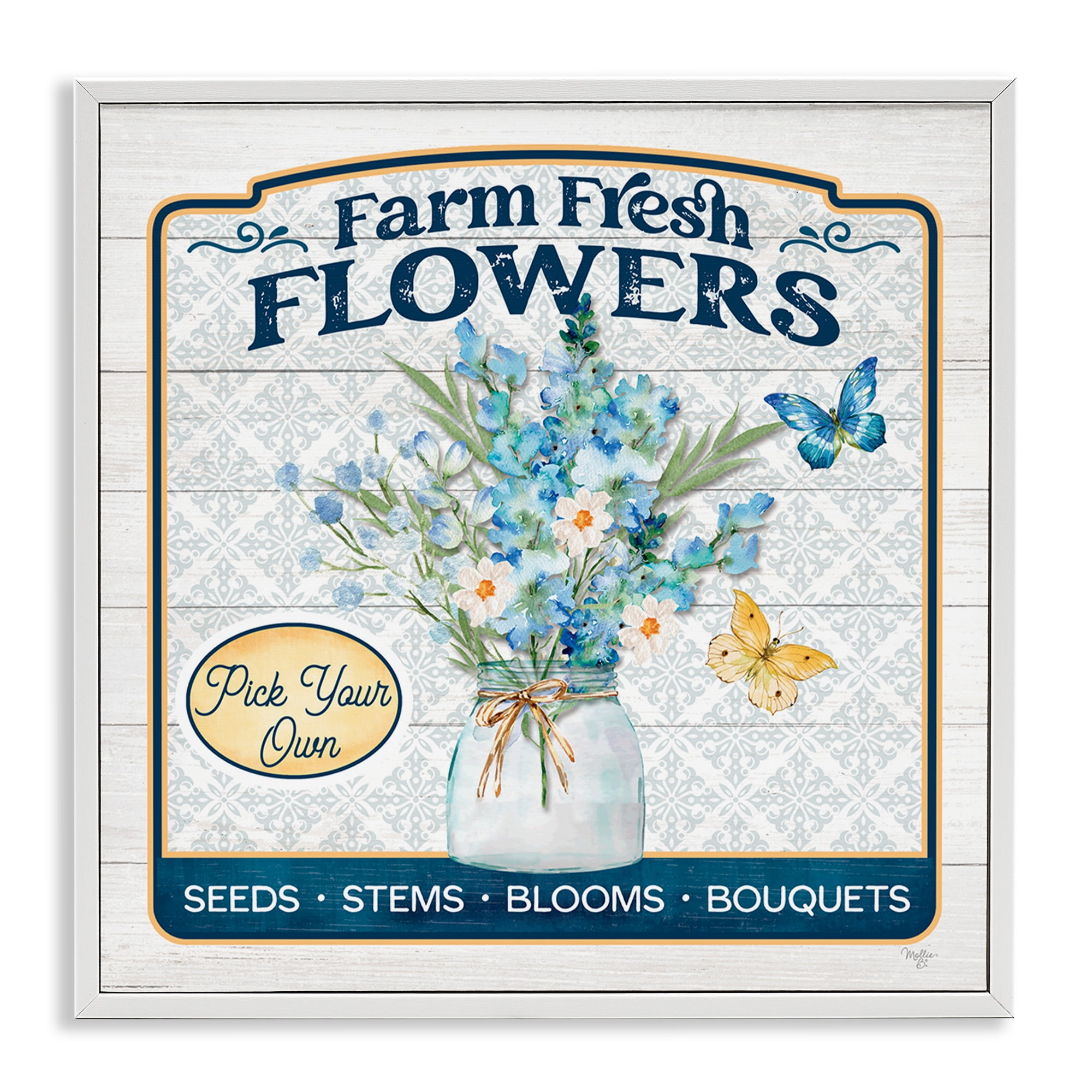 Stupell Industries Farm Fresh Flowers Botanical & Floral Painting White Framed Art Print Wall Art, 17 x 17