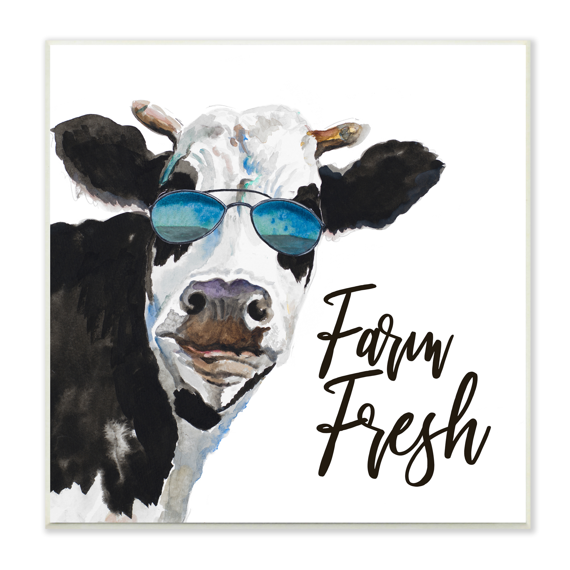 Stupell Industries Farm Fresh Funny Dairy Cow Phrase Aviator Shades, 12 x 12, Design by Patricia Pinto