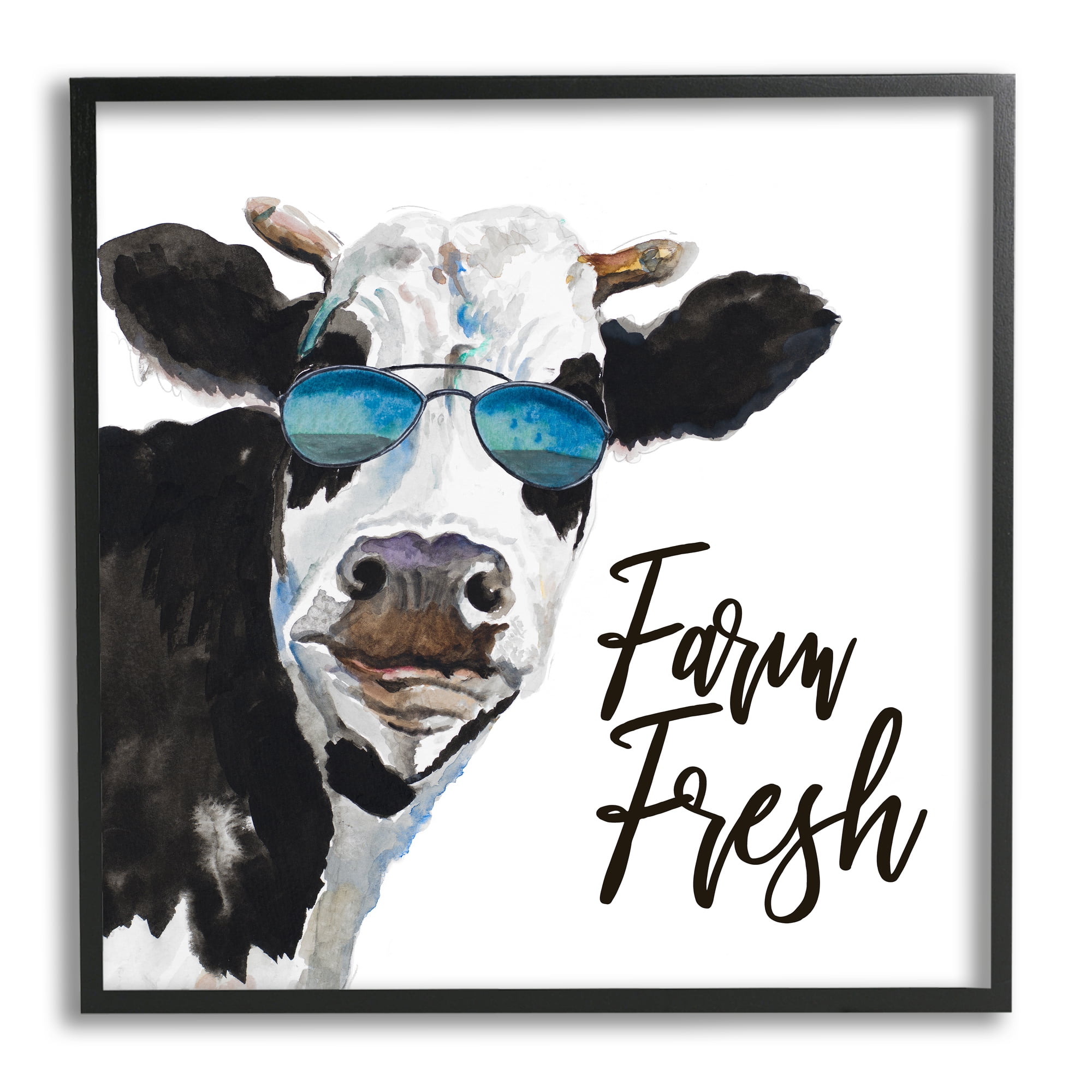 Stupell Industries Farm Fresh Funny Dairy Cow Phrase Aviator Shades, 12 x 12, Design by Patricia Pinto