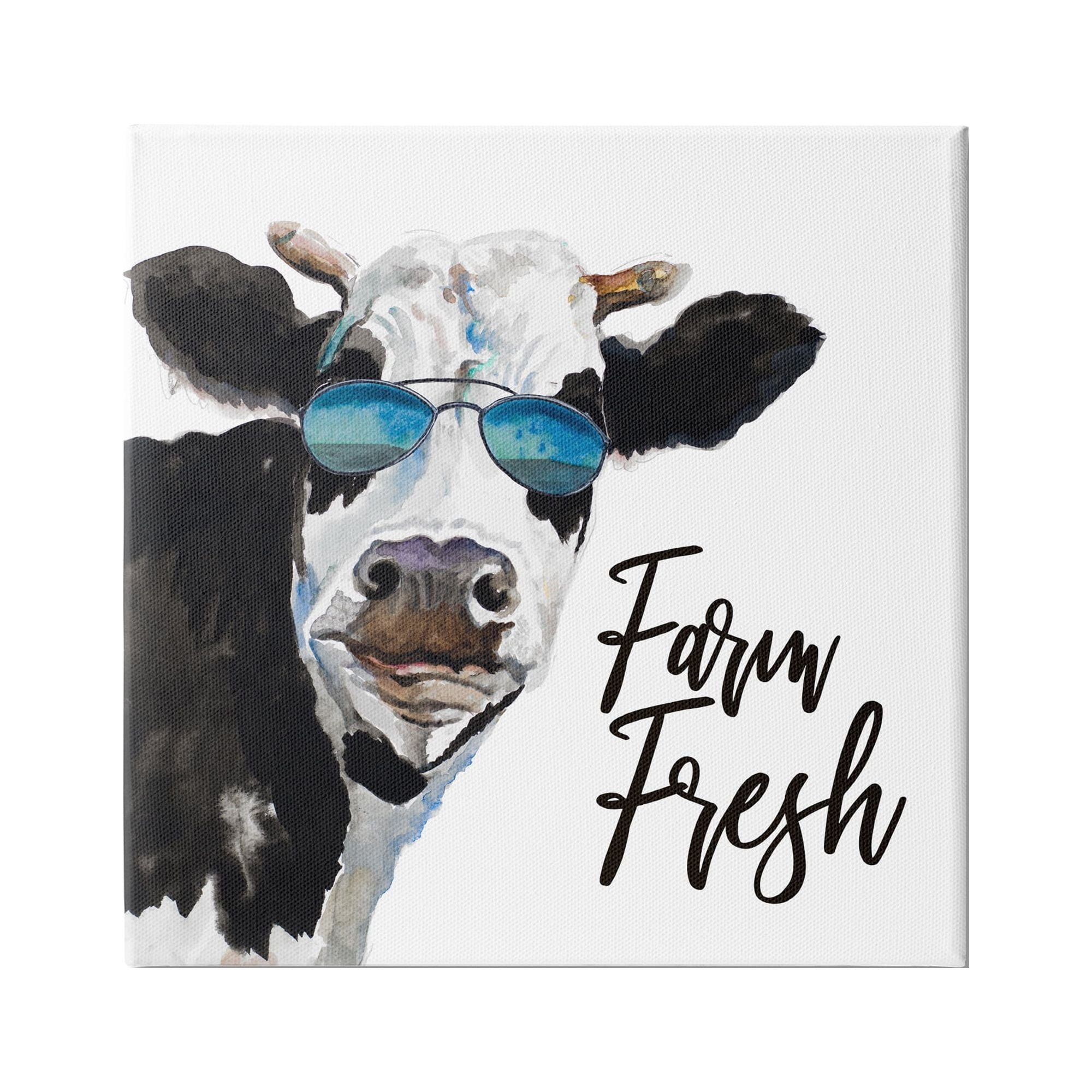 Stupell Industries Farm Fresh Funny Dairy Cow Phrase Aviator Shades, 24 x 24, Design by Patricia Pinto