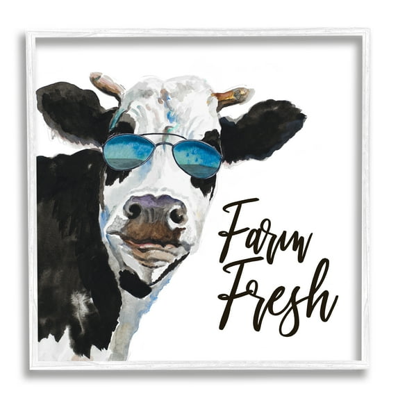 Stupell Industries Farm Fresh Funny Dairy Cow Phrase Aviator Shades, 24 x 24, Design by Patricia Pinto