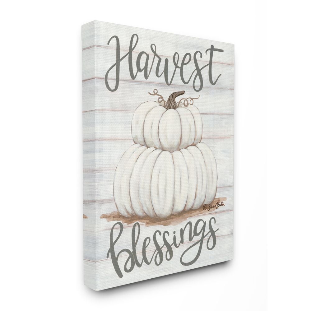 Farm Fresh Harvest Blessing White Pumpkins Canvas Wall Art