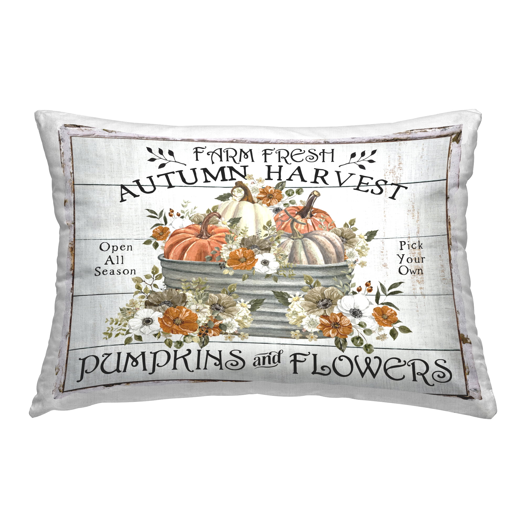 Stupell Industries Farm Fresh Harvest Pumpkin Decorative Printed Throw Pillow, 14 x 20