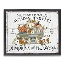 Stupell Industries Farm Fresh Harvest Pumpkin Holiday Painting Black Floater Framed Canvas Art Prints Wall Art, 21 x 17