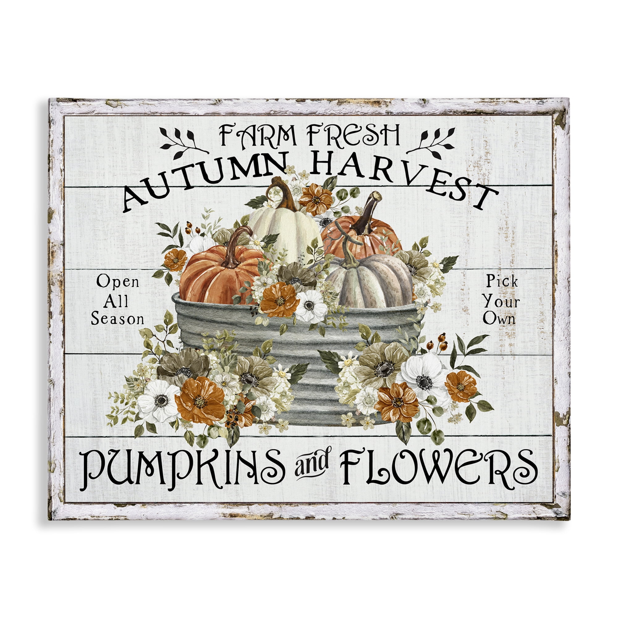 Stupell Industries Farm Fresh Harvest Pumpkin Holiday Painting Gallery Wrapped Canvas Art Prints Wall Art, 30 x 24
