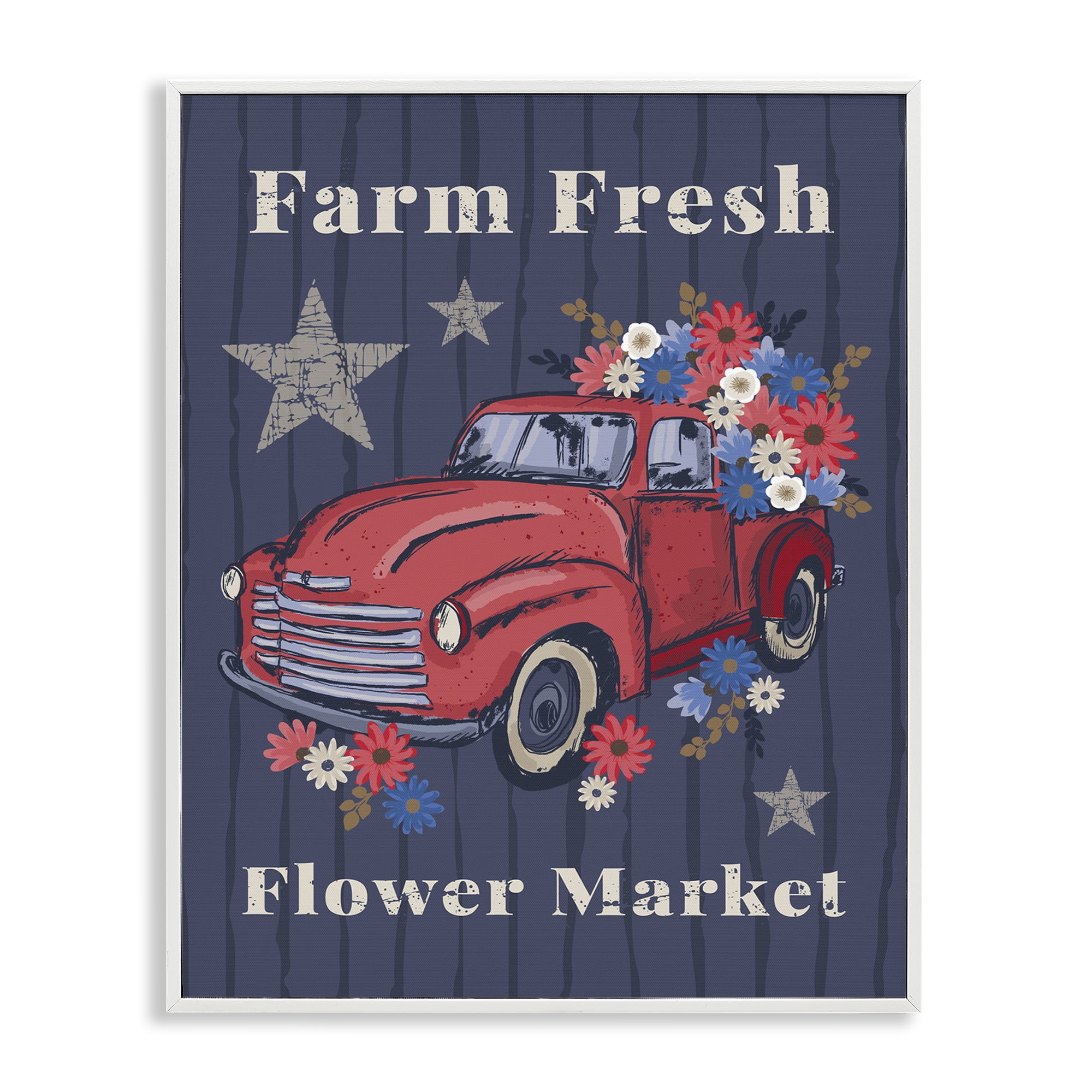 Stupell Industries Farm Fresh Patriotic Market Patriotic Painting White Framed Art Print Wall Art, 11 x 14