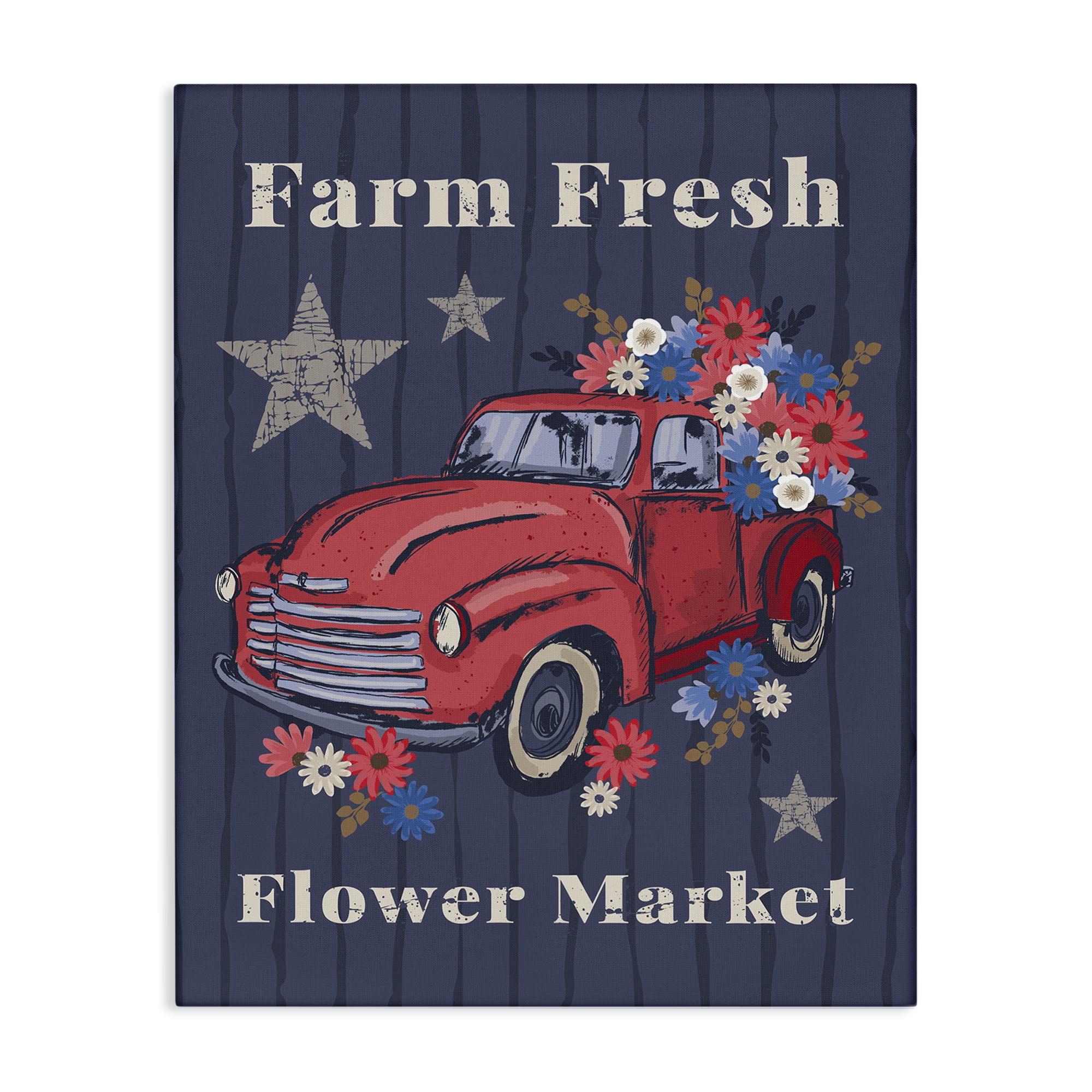 Stupell Industries Farm Fresh Patriotic Market Patriotic Painting Wrapped Canvas Art Print Wall Art, 24 x 30