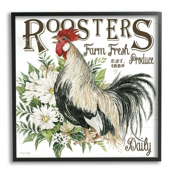 Stupell Industries Farm Fresh Produce Phrase Botanical & Floral Painting Black Framed Art Print Wall Art, 17 x 17